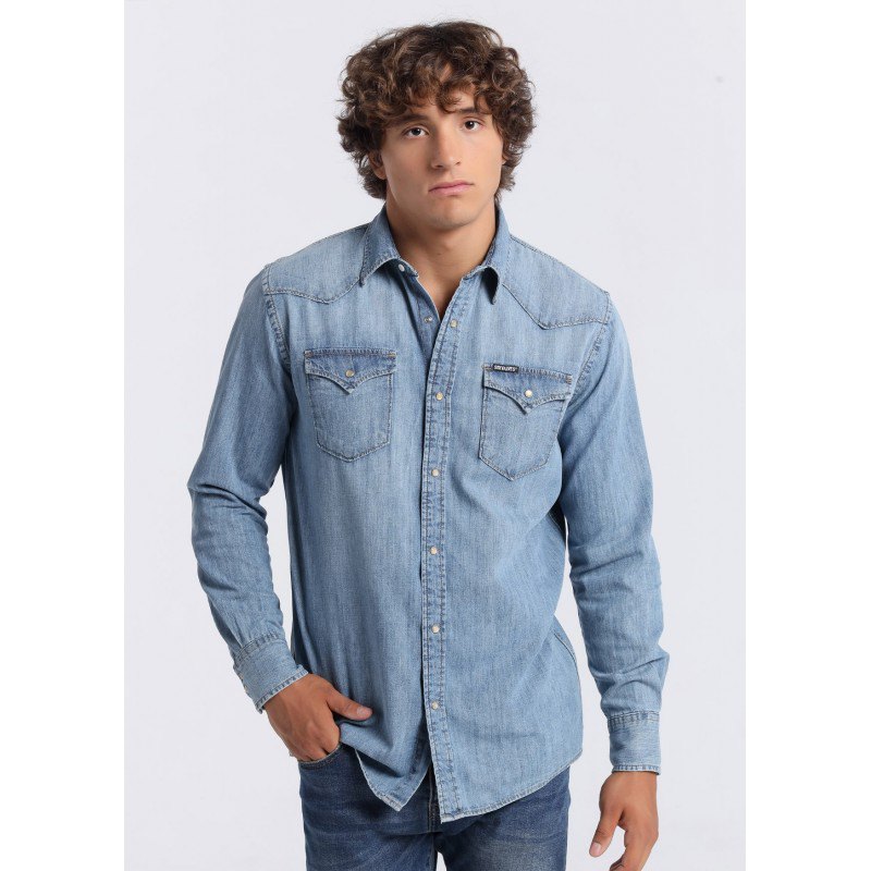 Рубашка с длинным рукавом Six Valves 132830-54020-1204 Denim, синий