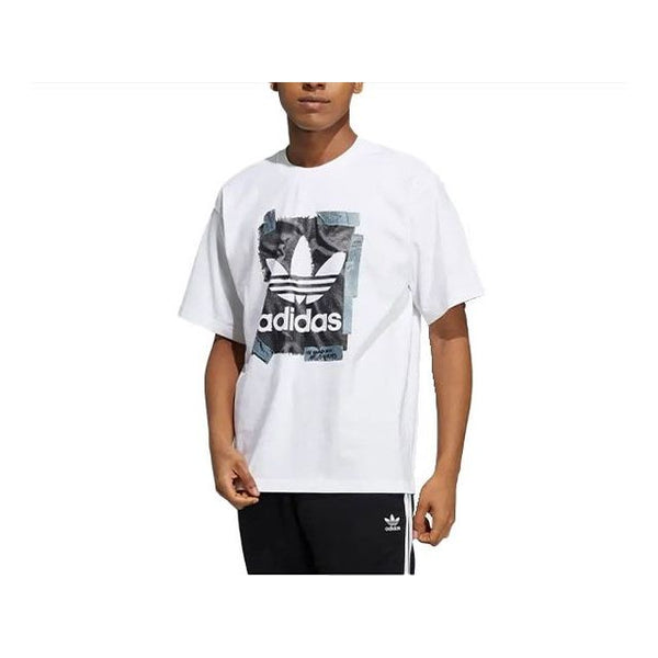 Футболка adidas originals Athleisure Casual Sports Round Neck Breathable Short Sleeve White T-Shirt, мультиколор 2021 summer new muscle casual men must have casual checkered quick drying breathable round neck t shirt short sleeves