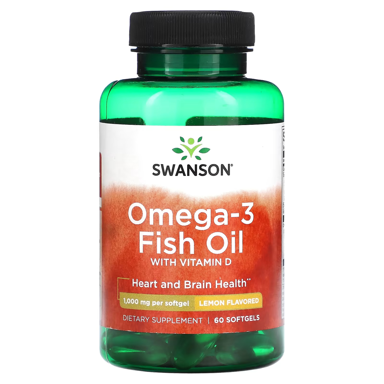 Рыбий жир Swanson Омега-3 с витамином D и лимоном, 60 мягких таблеток рыбий жир swanson омега 3 с лимоном 150 мягких таблеток