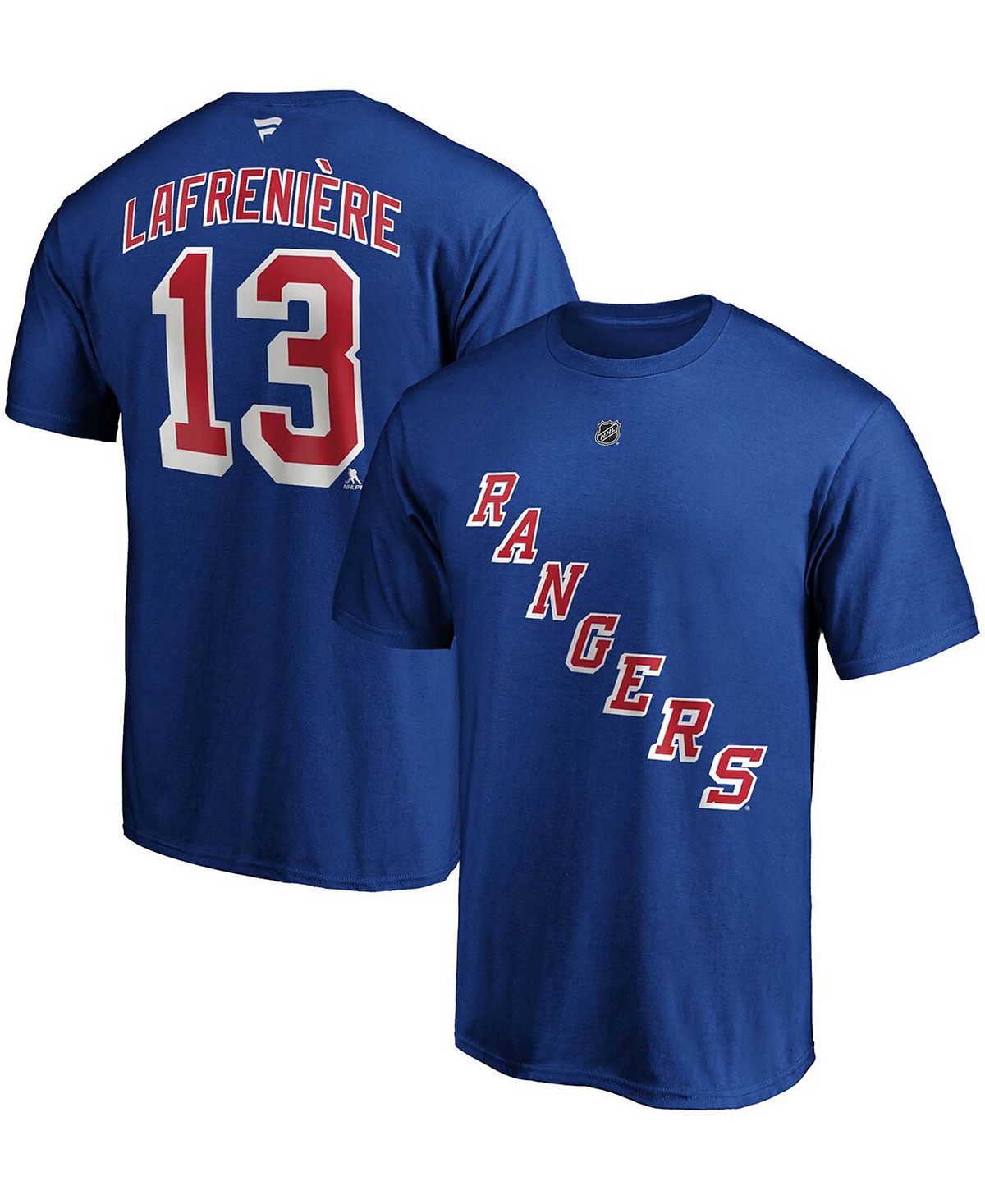 Мужская синяя футболка Big and Tall Alexis Lafreniere New York Rangers с именем и номером Fanatics
