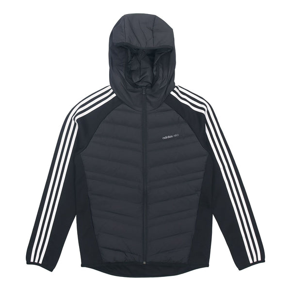цена Пуховик adidas neo M Dwn Hybrd Jkt Splicing Sports hooded down Jacket Black, черный
