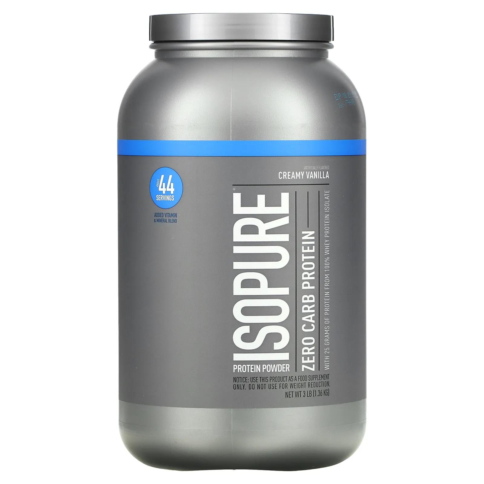 Nature's Best IsoPure Протеиновый порошок без углеводов Isopure сливочная ваниль 3 фунта (1361 г) isopure растительный протеиновый порошок шоколад 621 г 1 37 фунта