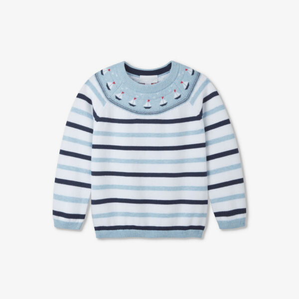 

Джемпер в полоску с мотивом парусника из органического хлопка 2–6 лет The Little White Company, мультиколор