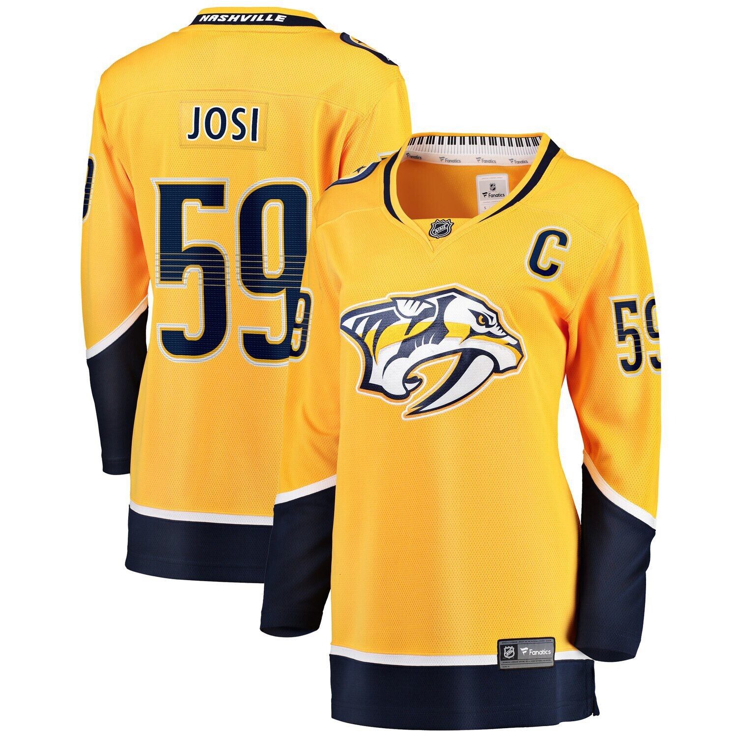 

Женская футболка Fanatics с логотипом Roman Josi Gold Nashville Predators Premier Breakaway Player Fanatics