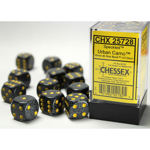 

Аксессуары Chessex Chessex 16mm d6 Set: Speckled - Urban Camo w/Yellow (12)