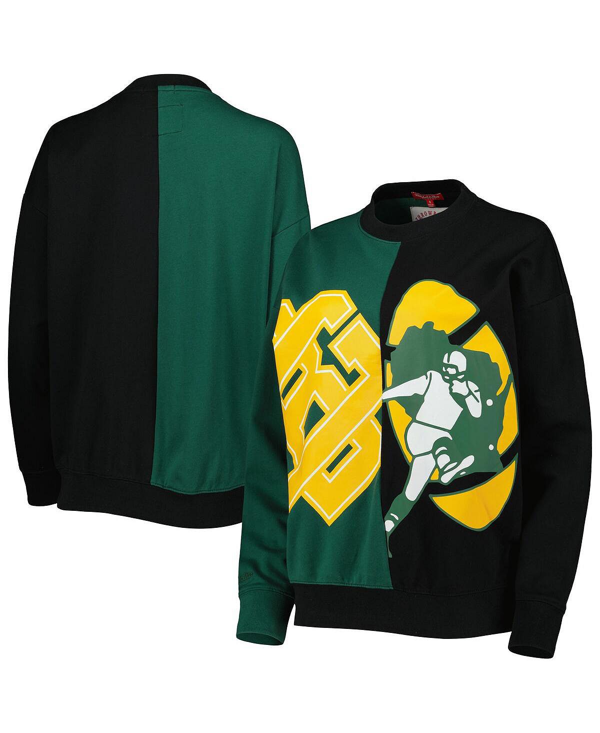 Женский зеленый, черный свитшот-пуловер с большим лицом Green Bay Packers Mitchell & Ness mitchell david black swan green
