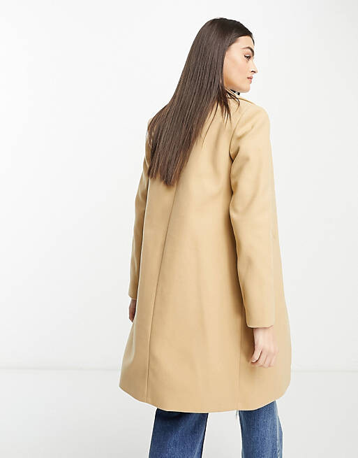 

Бежевое классическое пальто River Island, Бежевый