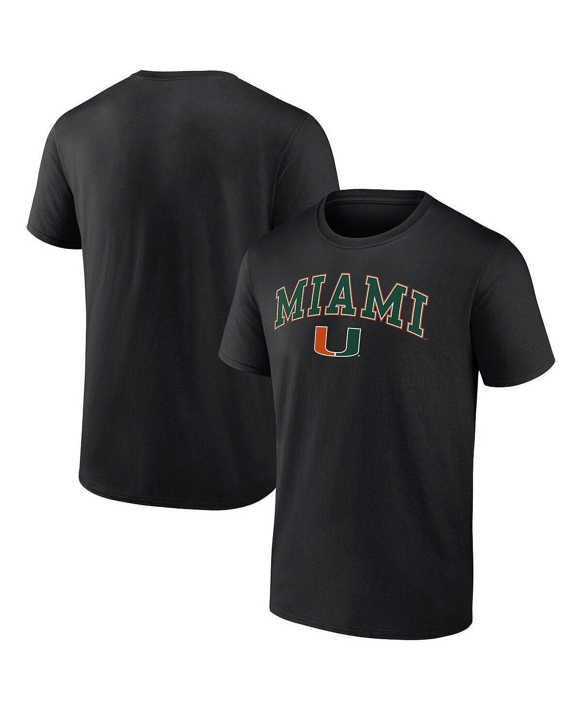 

Мужская черная футболка с логотипом Miami Hurricanes Campus Fanatics