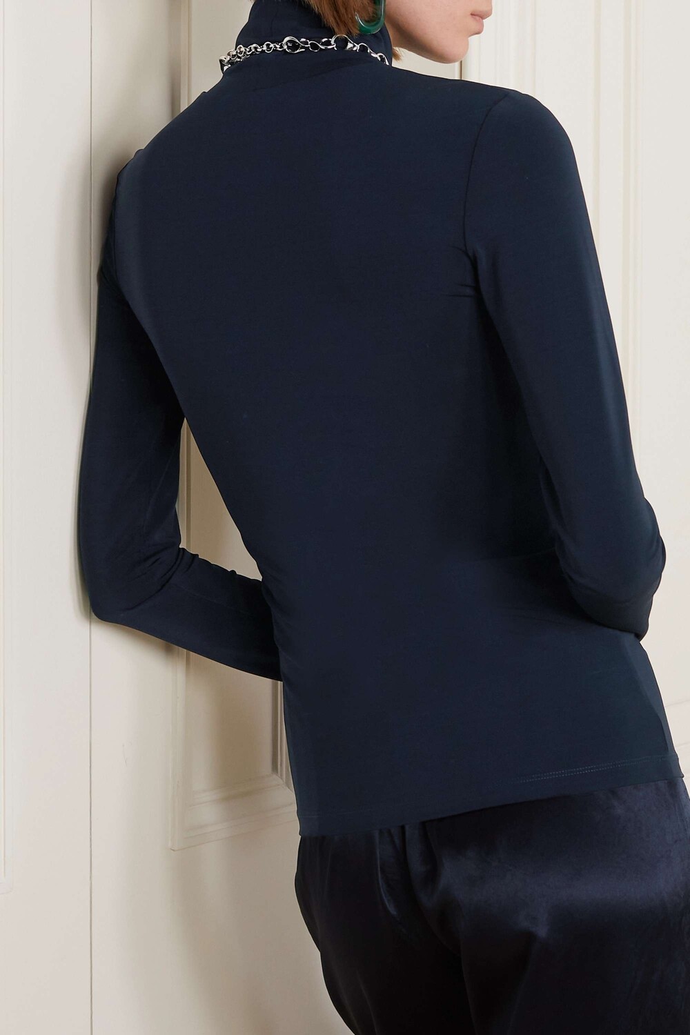 

MAX MARA водолазка Leisure Reed из эластичного джерси, военно-морской
