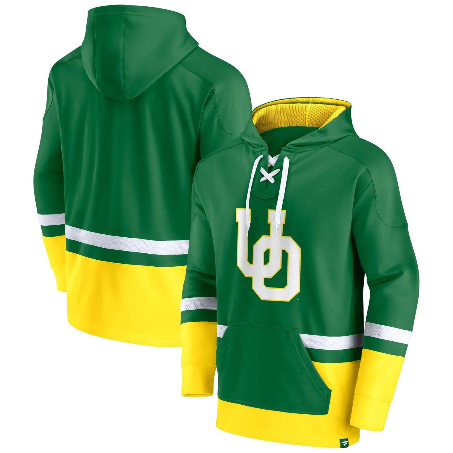 Мужской зеленый пуловер с капюшоном Oregon Ducks First Battle с логотипом Fanatics