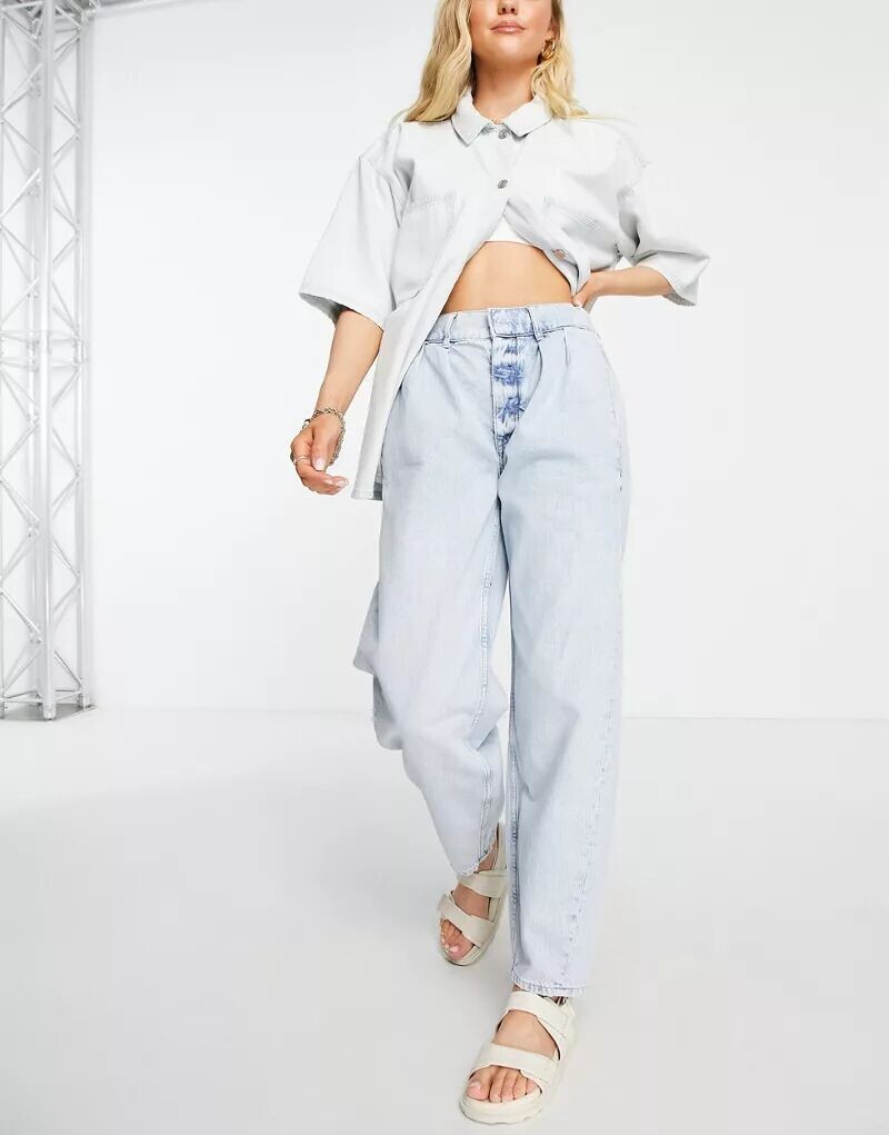 

Голубые зауженные джинсы с высокой талией River Island