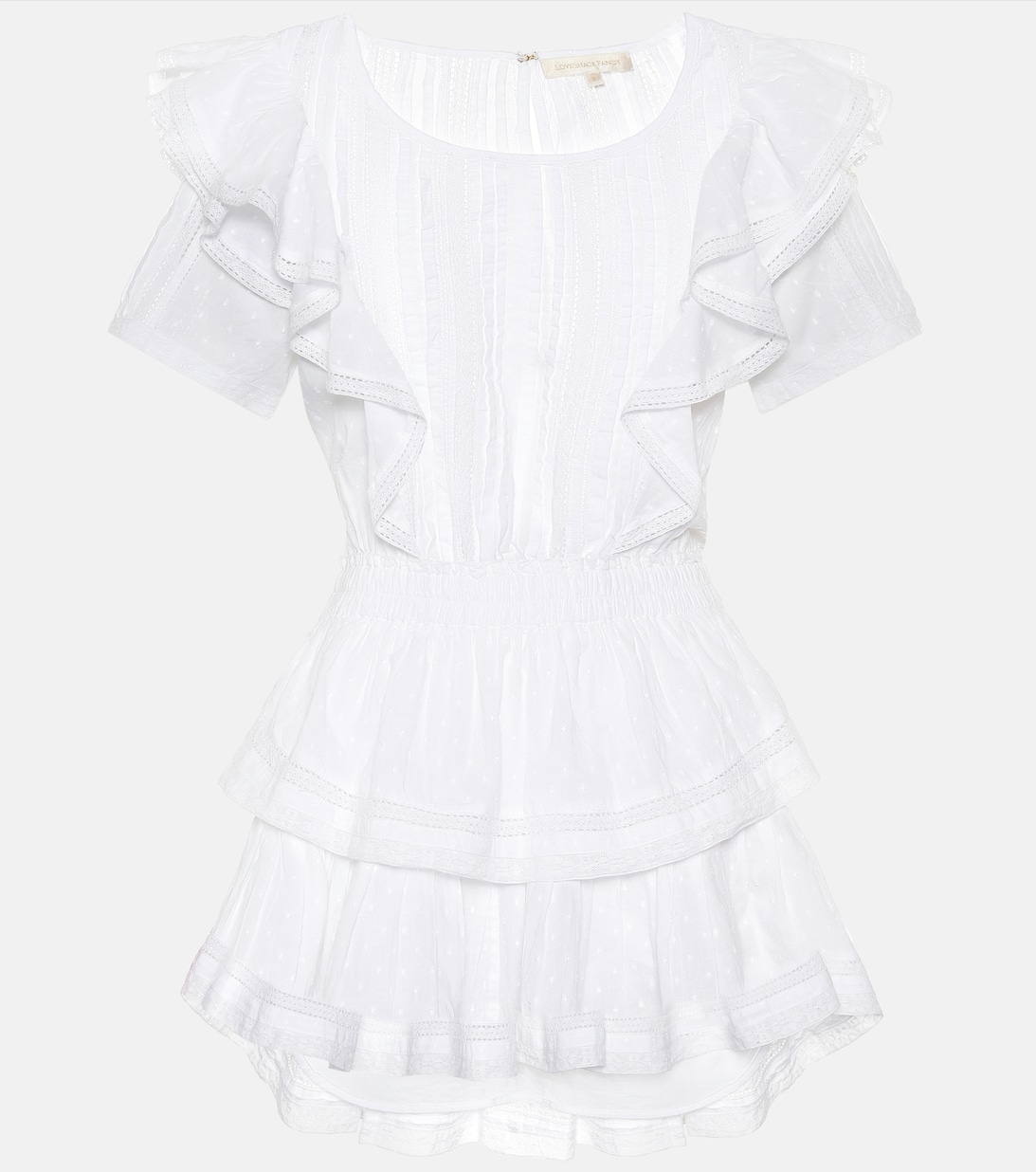 Хлопковое мини-платье Natasha LOVESHACKFANCY, белый