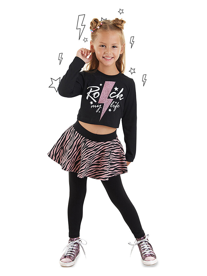 

Лонгслив Denokids 2tlg. Outfit Rock Life, черный