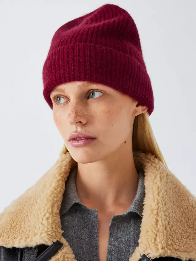 

Шапка John Lewis Cashmere Rib Knit, цвет berry