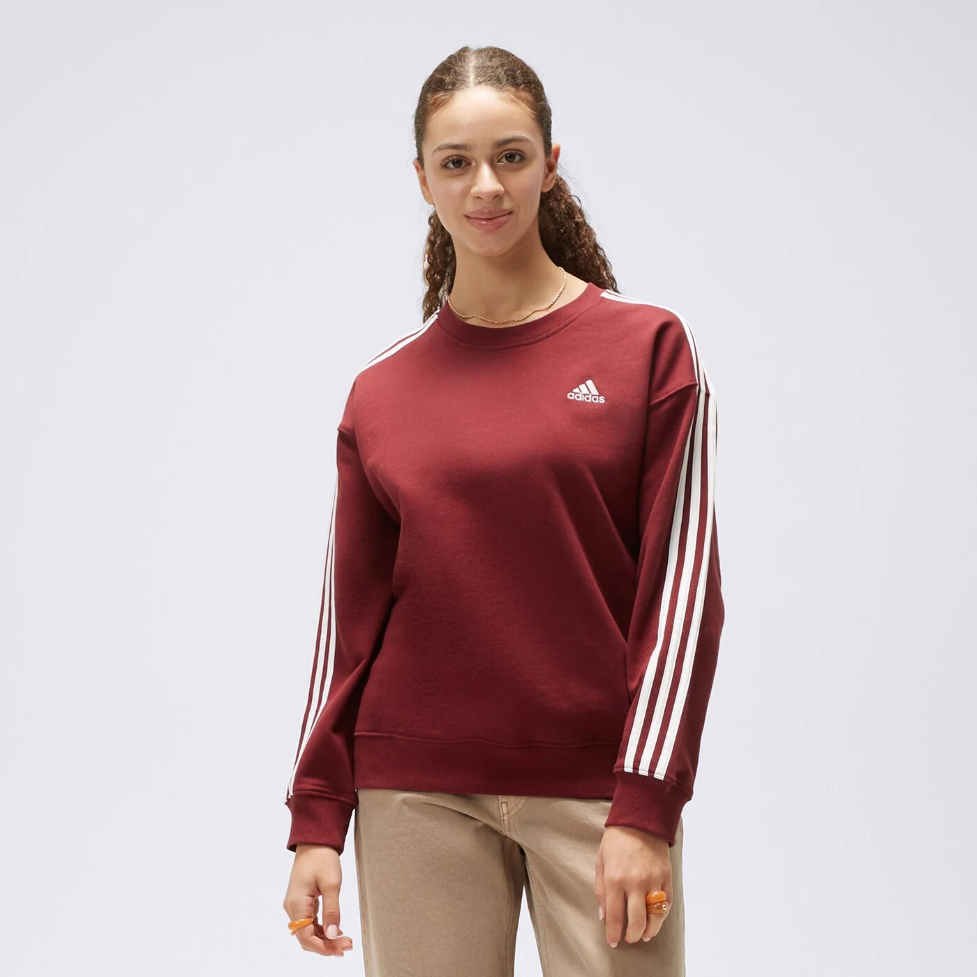 Свитшот Adidas 3S FT, бордовый цена и фото