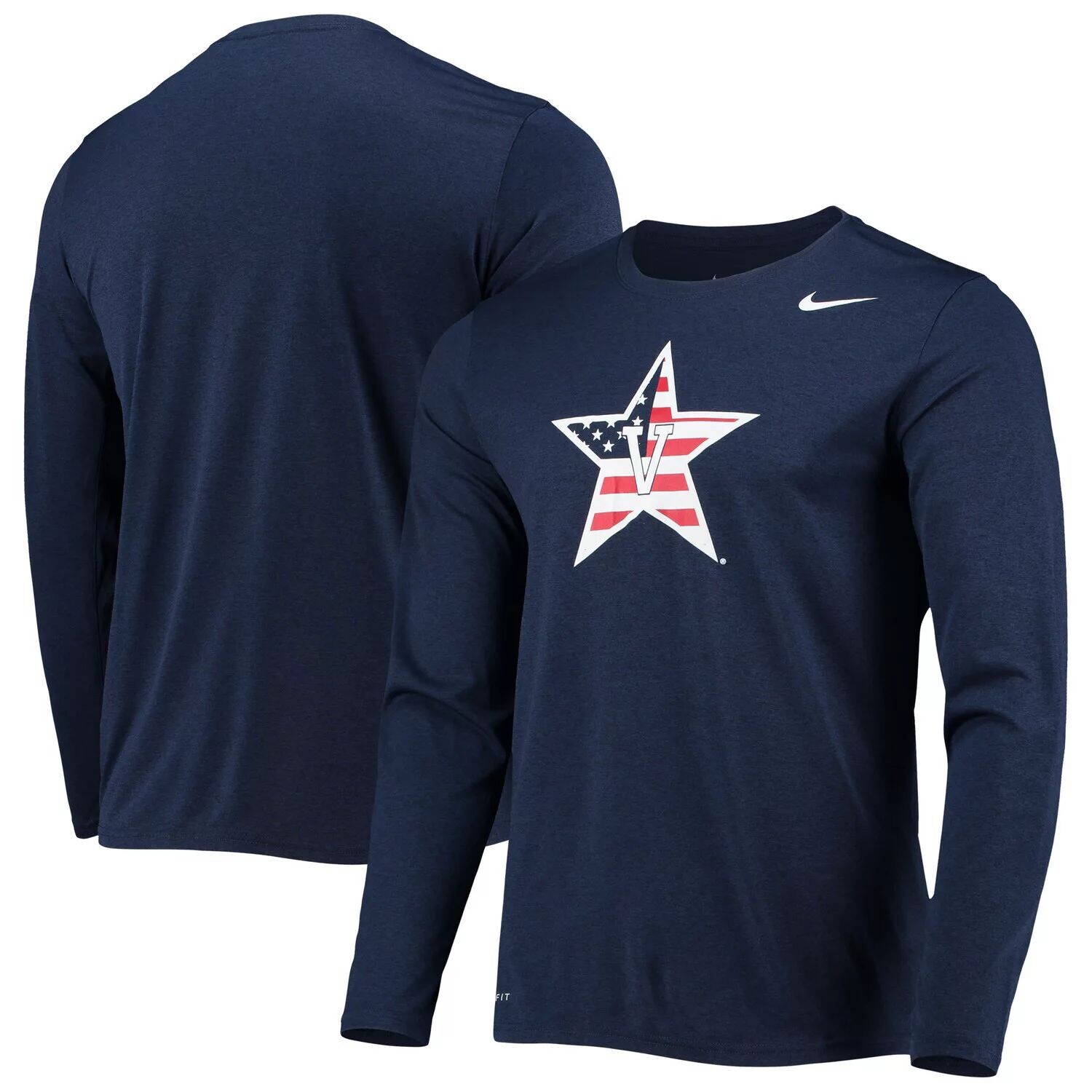 

Мужская темно-синяя футболка с длинным рукавом и логотипом Vanderbilt Commodores School Legend Performance Nike, Синий