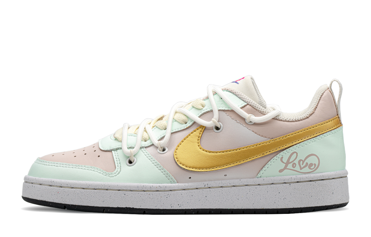 

Кроссовки Nike Court Borough Skateboarding Shoes Women's Low-top Blue/pink/gold, золотой