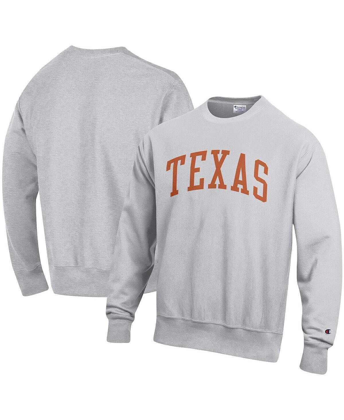 

Мужской серый пуловер с принтом Texas Longhorns Arch обратного переплетения Champion