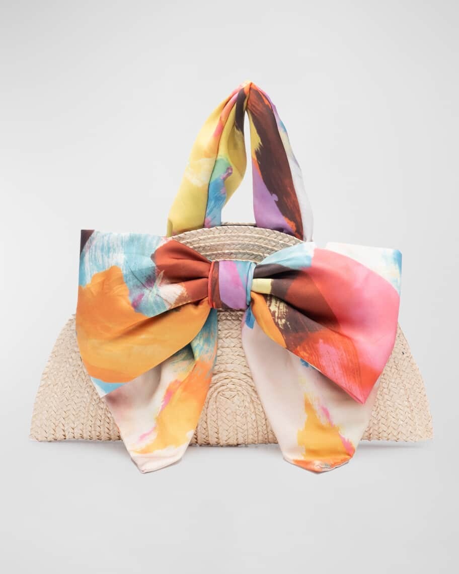 

Соломенный клатч Luna Bow с принтом Brushstroke Eugenia Kim