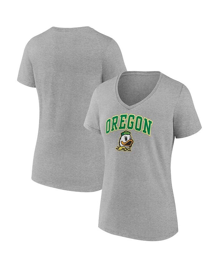 

Женская футболка с v-образным вырезом с логотипом Heather Grey Oregon Ducks Evergreen Campus Fanatics, серый