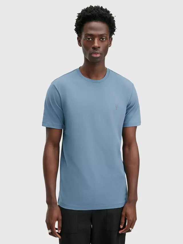 

Футболка AllSaints Brace Crew Cotton, цвет blue/mid