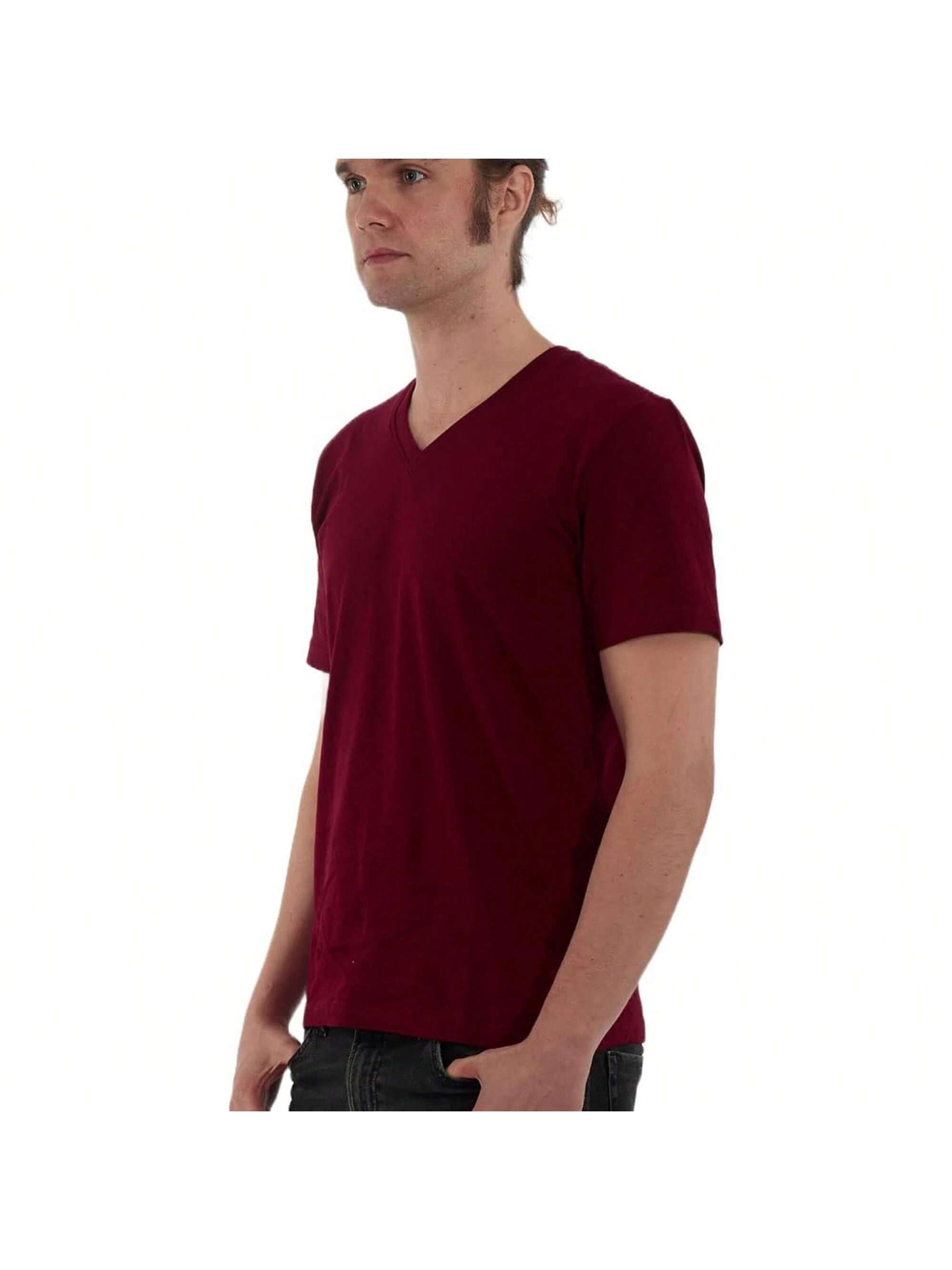 Мужская хлопковая футболка премиум-класса с v-образным вырезом Rich Cotton BLK-M, бургундия перчатки sherwood code v sr blk red 13