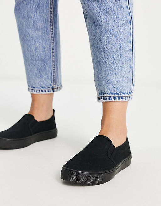 

Черные слипоны в горошек ASOS DESIGN Wide Fit