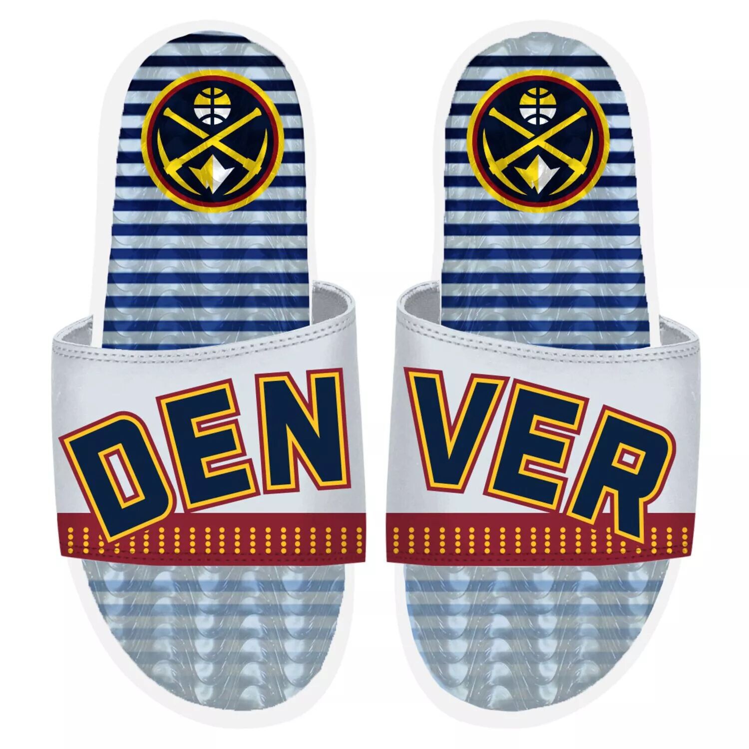 

Белые гелевые шлепанцы ISlide Denver Nuggets 2022/23 City Edition
