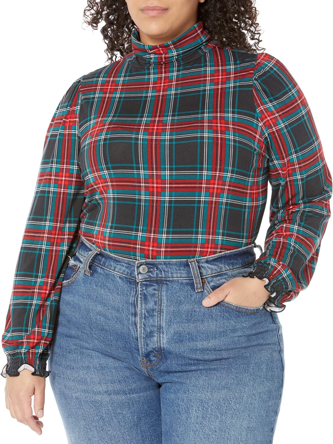 

Пуловер Draper James Plus Size Knit Turtleneck in Georgia Plaid, цвет Belle Meade Black