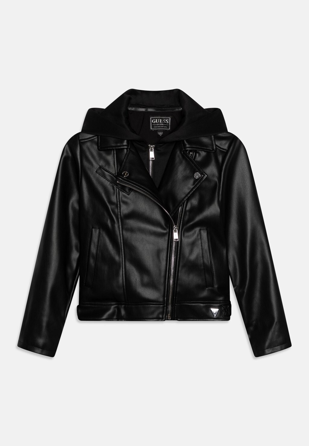 

Куртка из искусственной кожи Junior Hooded Zip Guess, цвет jet black