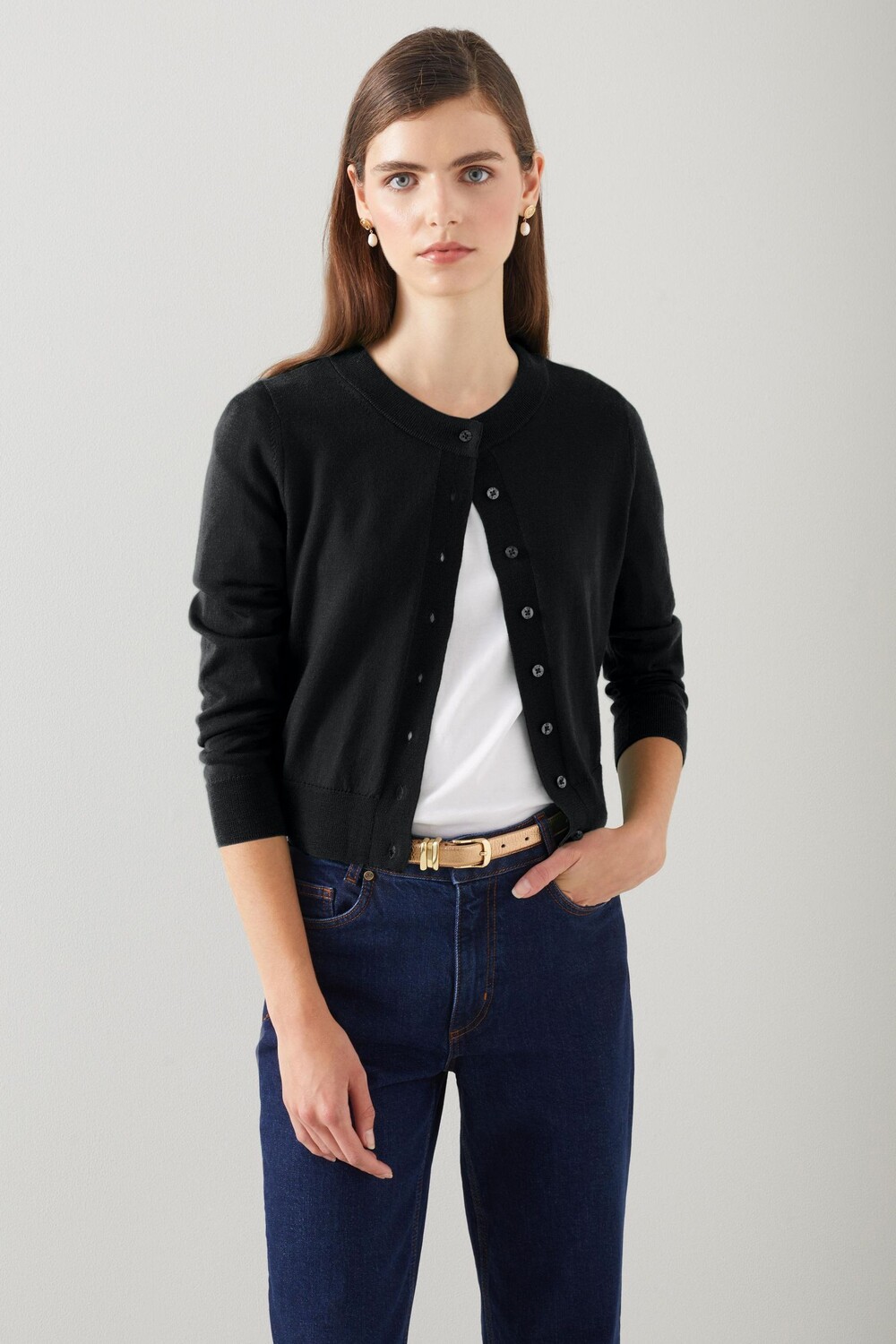 

Черный кардиган Connie Sustainabled из шерсти мериноса LK Bennett, черный