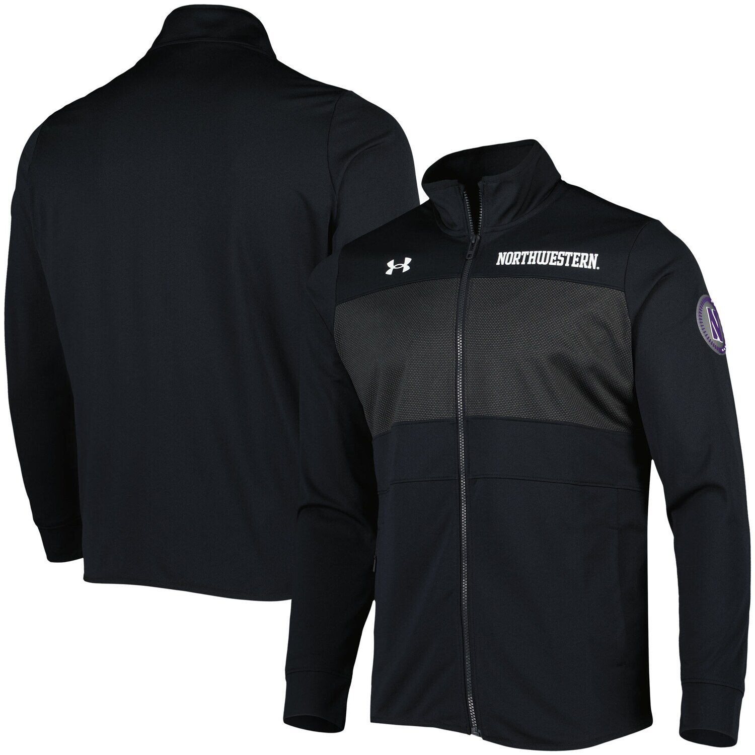 

Мужская черная утепленная трикотажная куртка с молнией во всю длину Northwestern Wildcats Under Armour