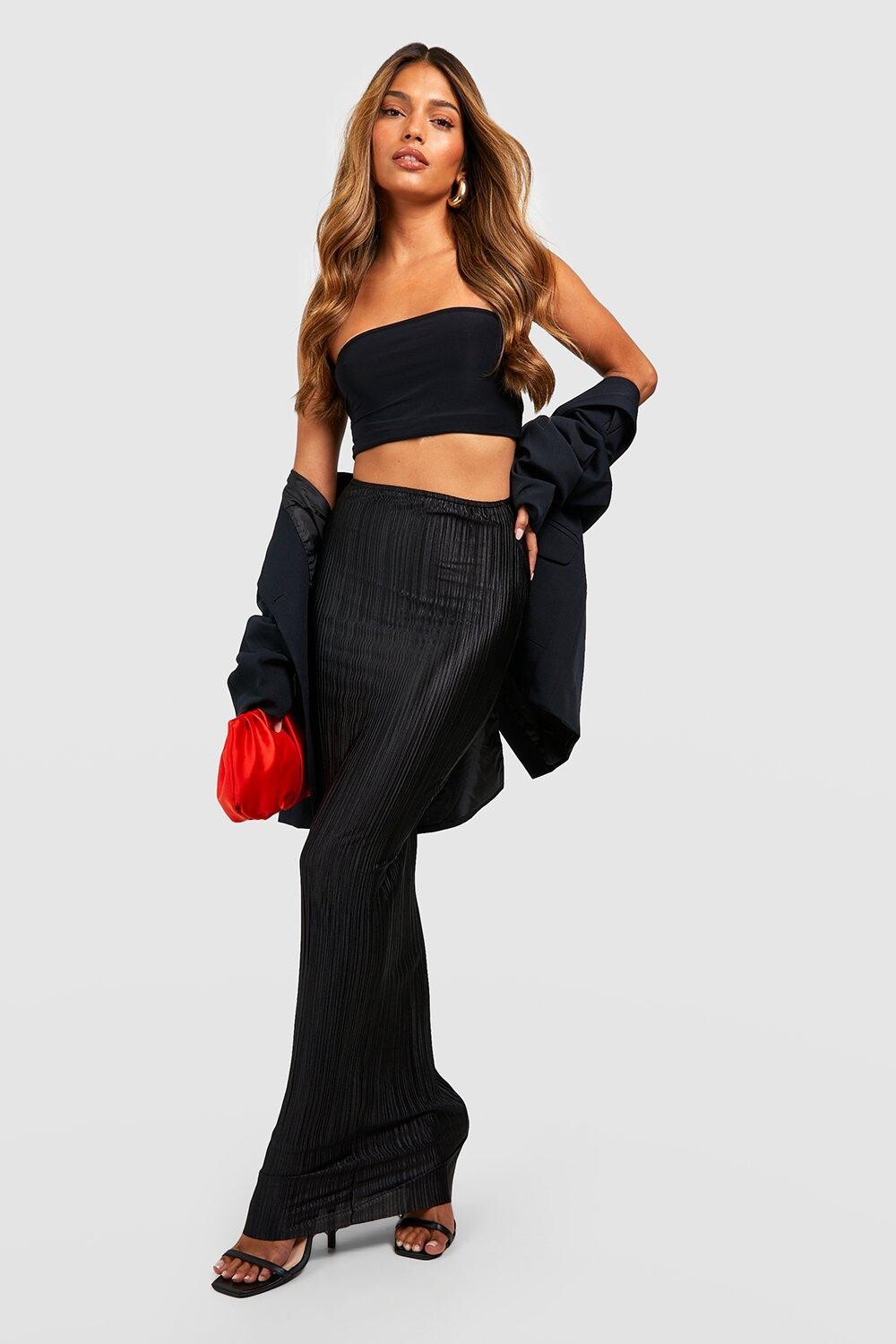 

Юбка макси с плиссами Boohoo, черный