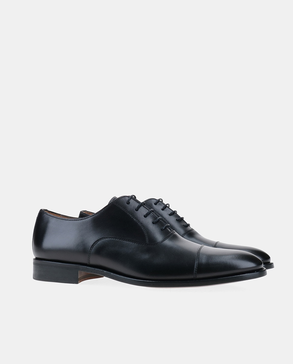 Мужские черные кожаные туфли на шнуровке в английском стиле с прямым носком и кожаной подошвой Yanko, черный кожаные туфли на шнуровке pod angus коньяк