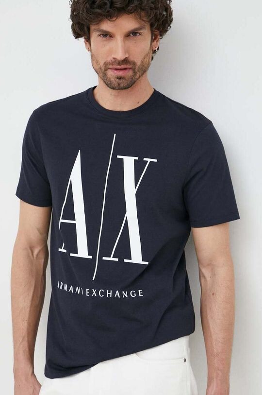 

Хлопковая футболка Armani Exchange, темно-синий