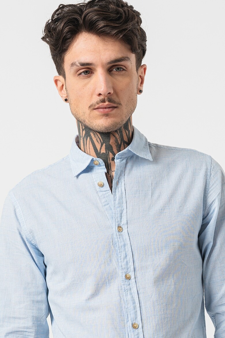 

Хлопковая рубашка с острым воротником Jack & Jones, синий