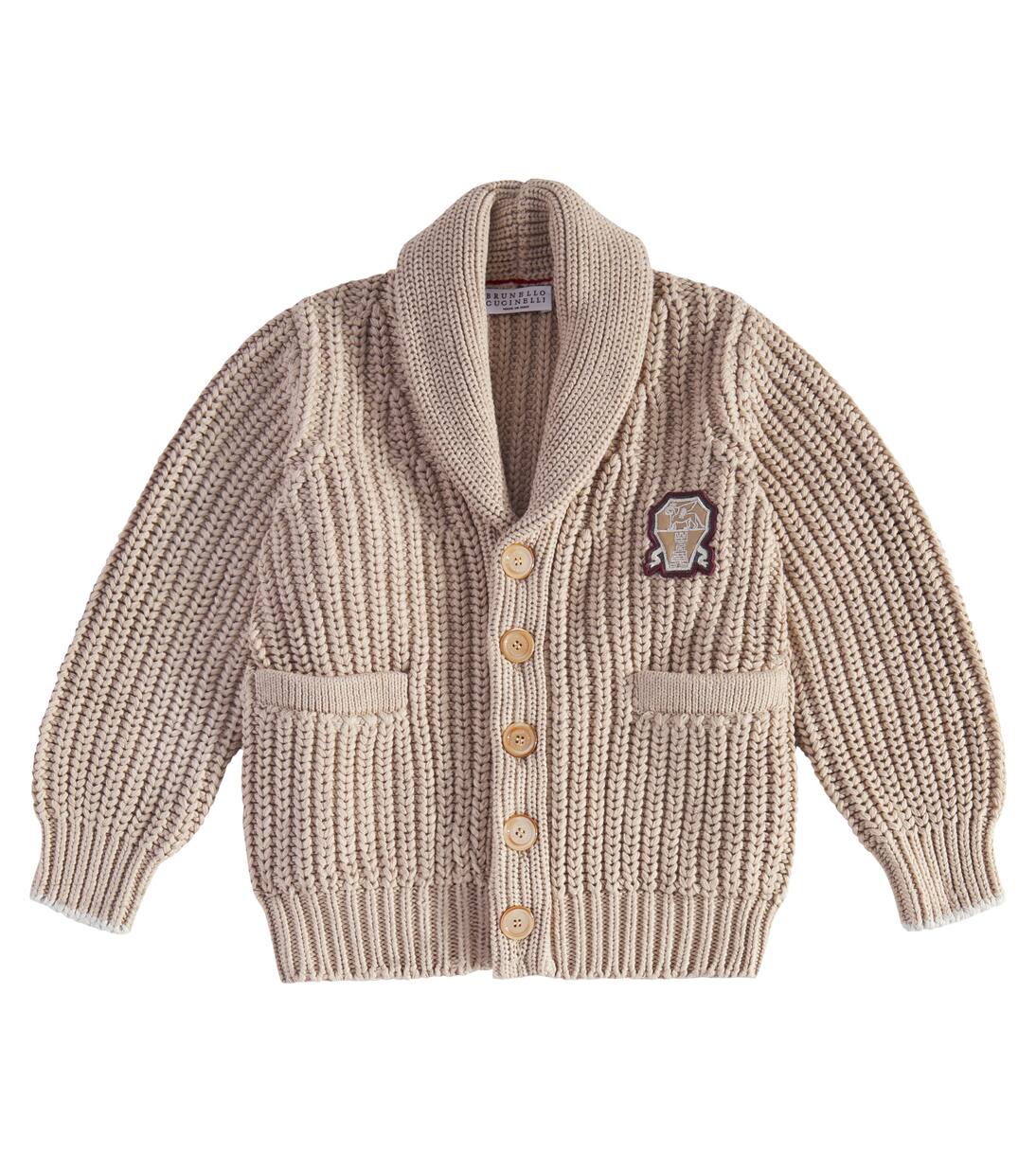 

Хлопковый кардиган Brunello Cucinelli Kids, цвет camel brown