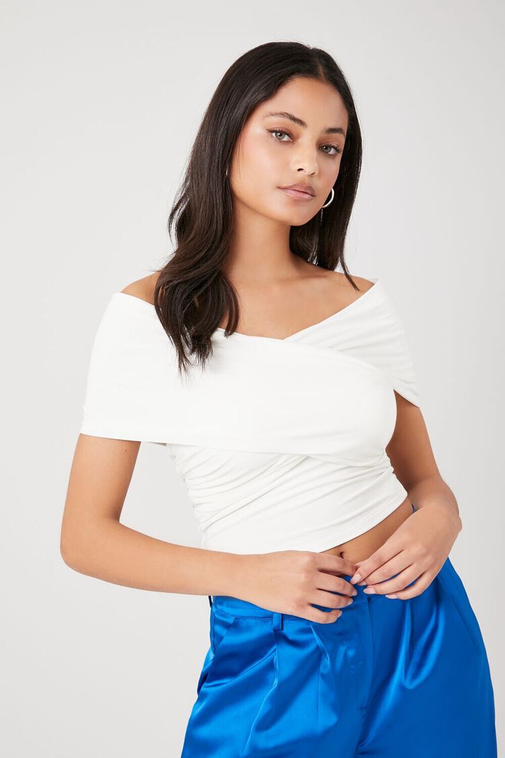 

Топ-перекресток с открытыми плечами Forever 21, белый