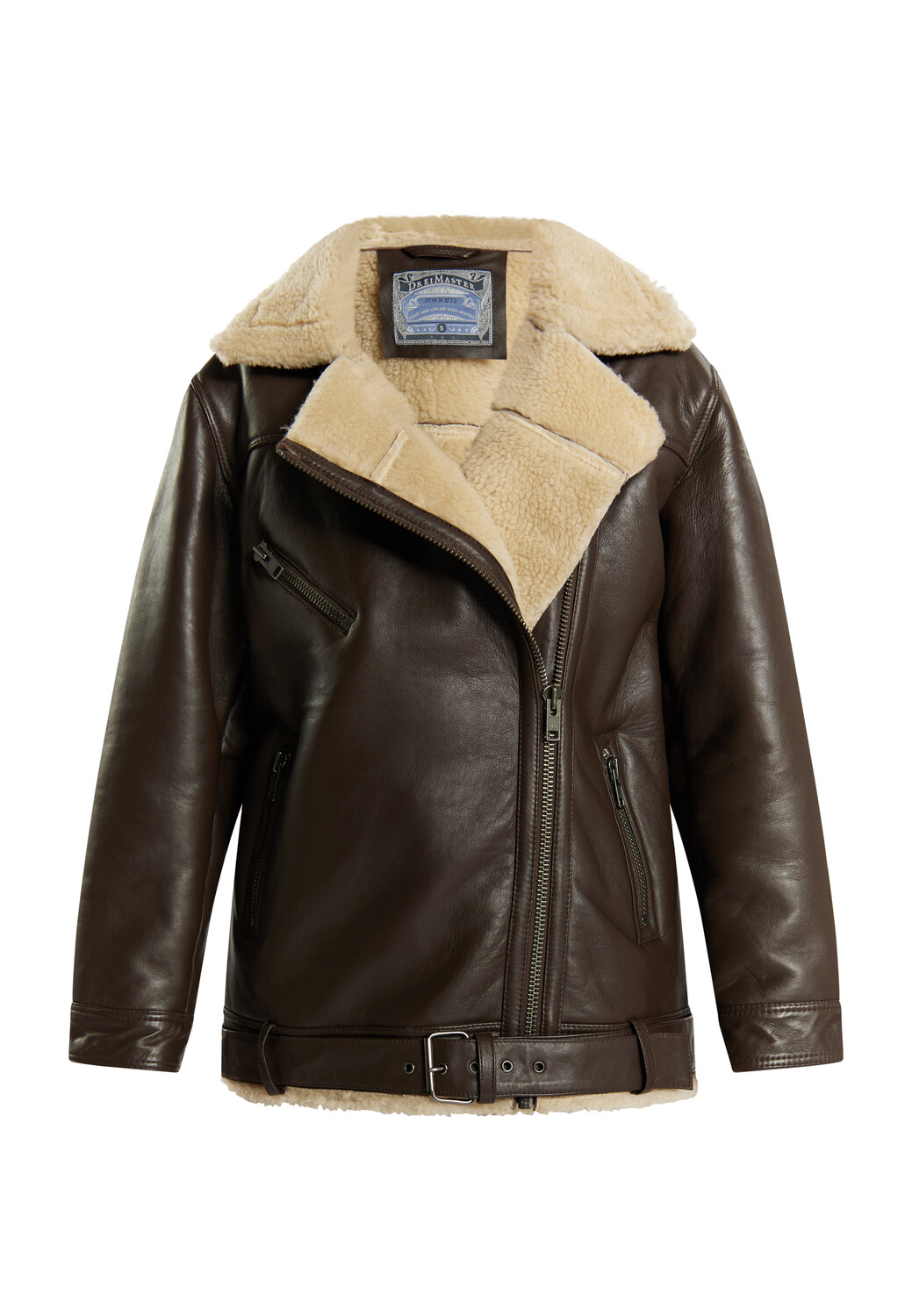 

Кожаная куртка DreiMaster Bikerjacke Aus Leder, коричневый