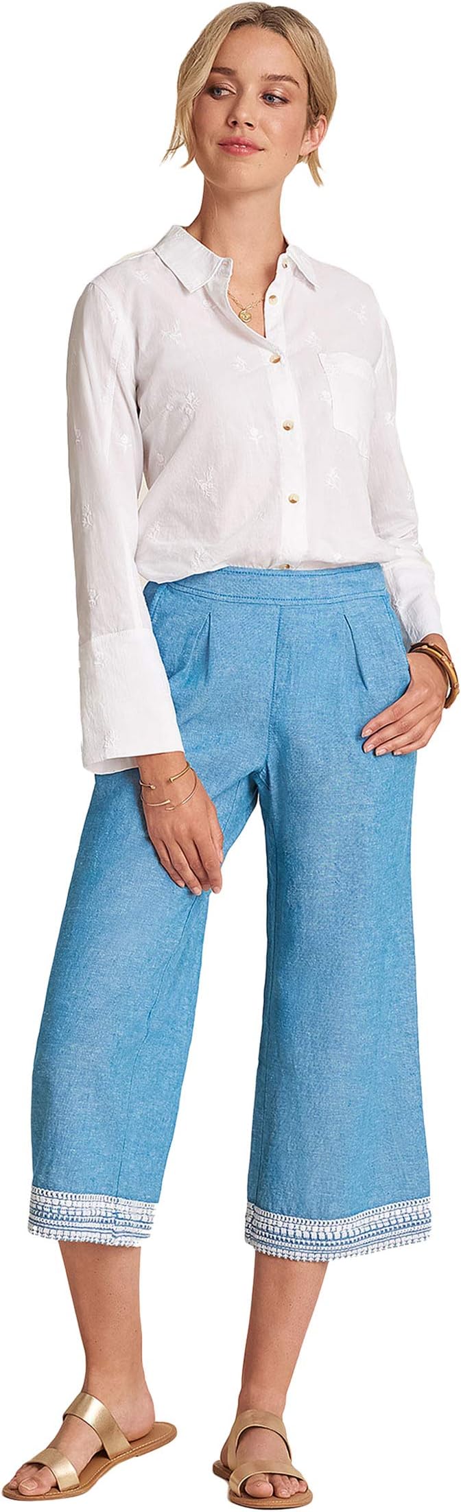 Укороченные широкие брюки - шамбре Hatley, синий брюки широкие maeve colette укороченные темно синий