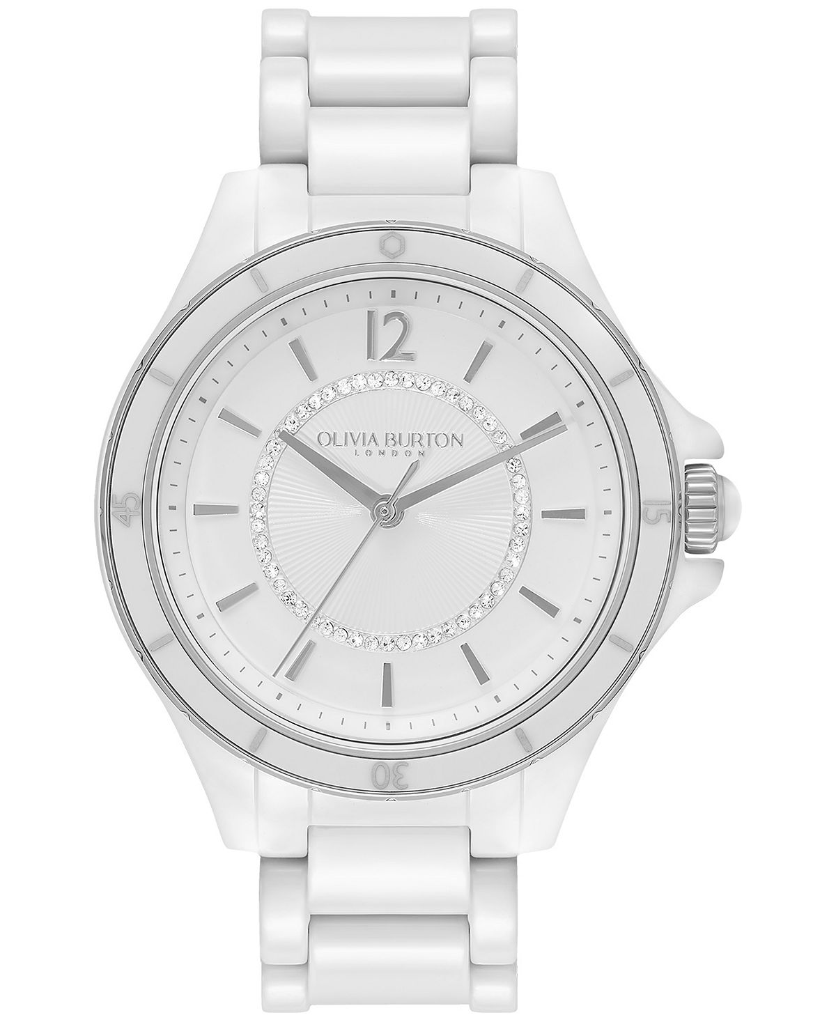 Женские спортивные роскошные керамические часы-браслет 36 мм Olivia Burton, белый