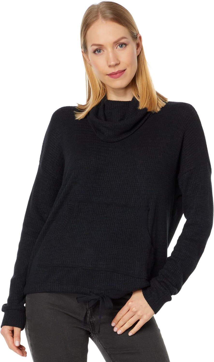 

Толстовка bobi Los Angeles Tie Hem Funnel Neck Top, черный