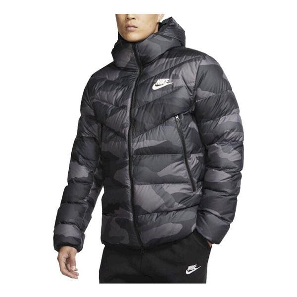 

Куртка Nike Sportswear Down-Fill Windrunner Camo Jacket 'Dark Grey Black', серый