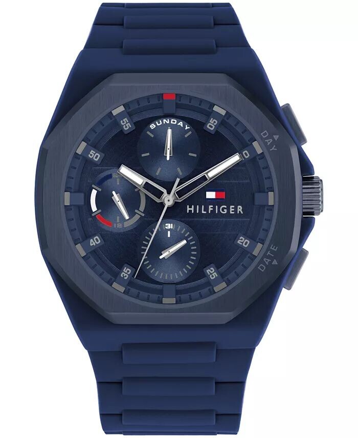 

Мужские многофункциональные синие силиконовые часы 44 мм Tommy Hilfiger, синий