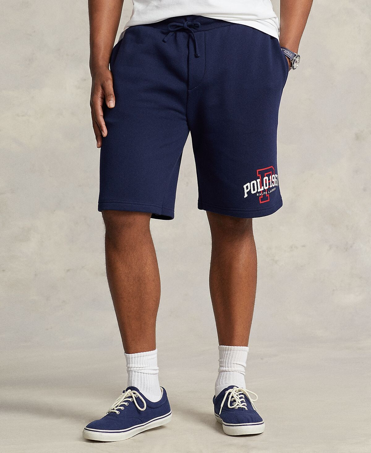 

Мужские флисовые шорты с логотипом больших и высоких размеров Polo Ralph Lauren