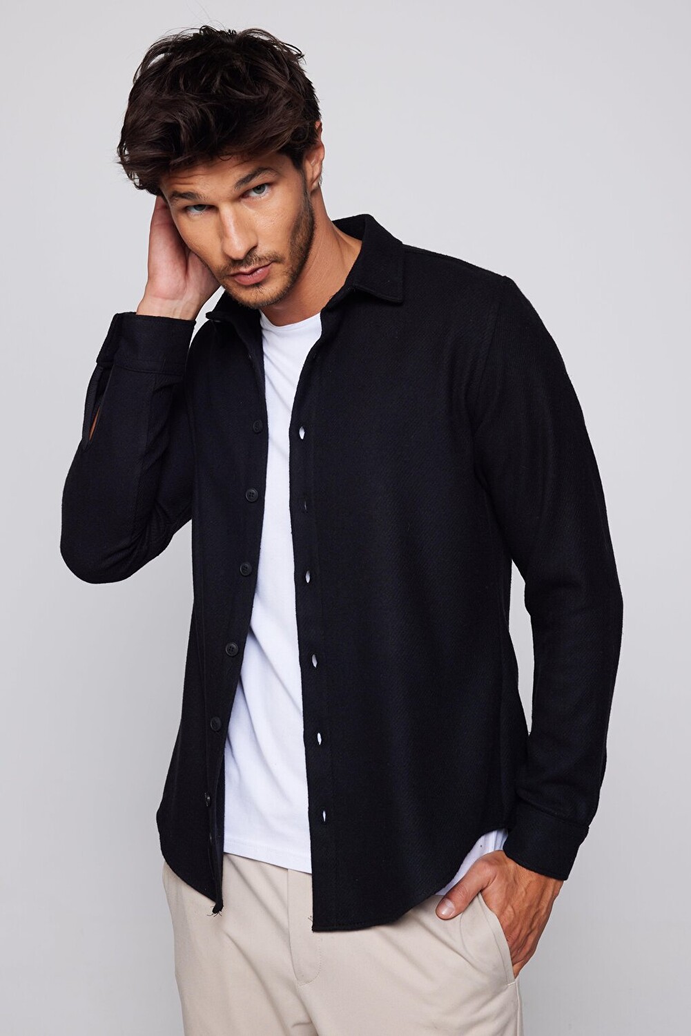 

Обычная зимняя мужская черная рубашка Slim Fit Lumberjack TUDORS
