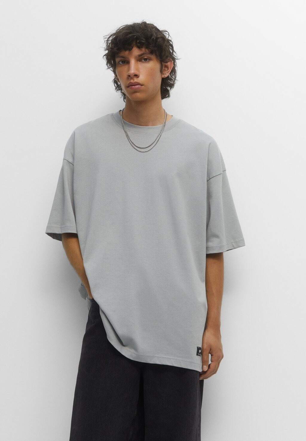 

Базовая футболка Oversize Short Sleeve PULL&BEAR, цвет blue grey