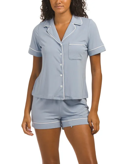

Комплект из топа и шорт из модала с короткими рукавами Cupcakes & Cashmere, цвет Rain Wash
