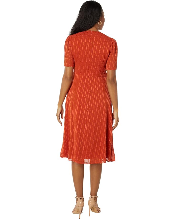 Платье London Times Fit-and-Flare Draped Neck Midi Dress, цвет Spice