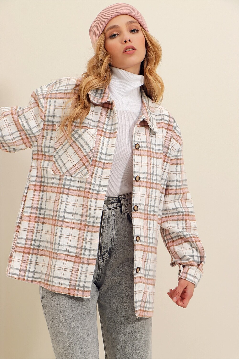 

Рубашка - Экрю - Oversize Trend Alaçatı Stili, экрю